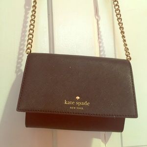 Kate spade black mini cross body with gold chain